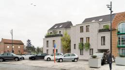 appartementen te koop, Brustem St-Truiden -render voorkant rechts