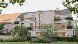 appartement te koop, Brustem St-Truiden - render achterkant - terassen tuin