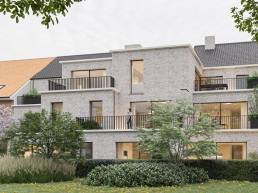 appartement te koop, Brustem St-Truiden - render achterkant - terassen tuin