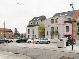 appartement te koop, Brustem St-Truiden -render voorkant rechts